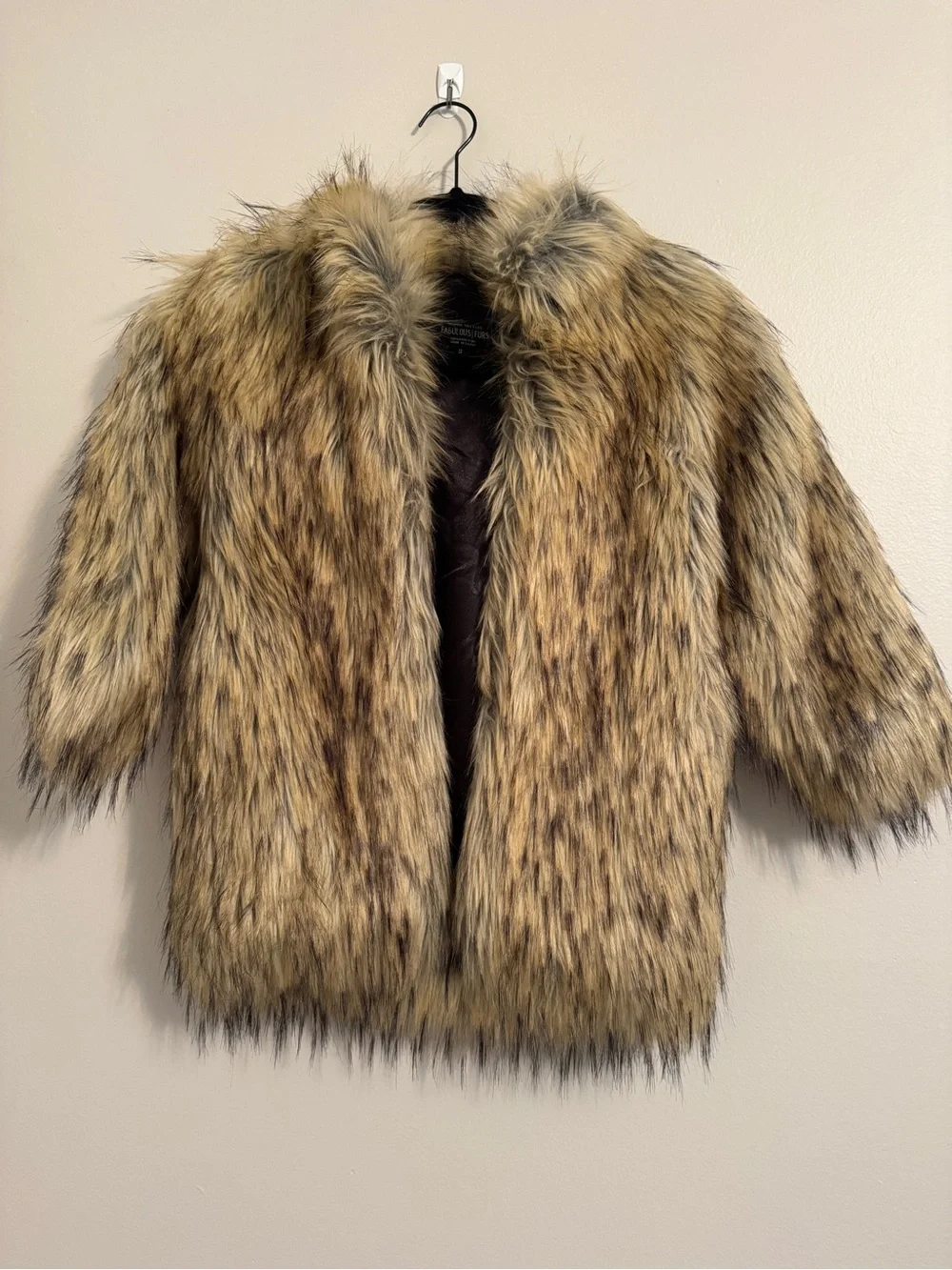 Fabulous Furs Kids Faux Fur Jacket in Golden Tan and Black-Tipped